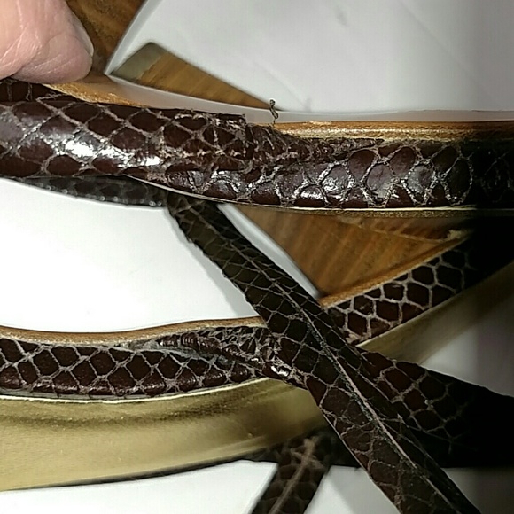 Coach Brown Snake Print Strappy Heeled Sandals - Picture 7 of 7